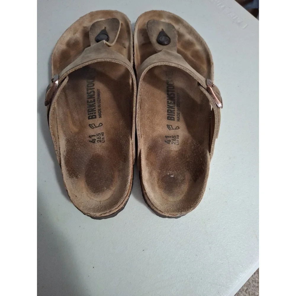 Birkenstock Womens Gizeh Tabacco Oiled Leather Thong Sandals Size 41‎ US 10